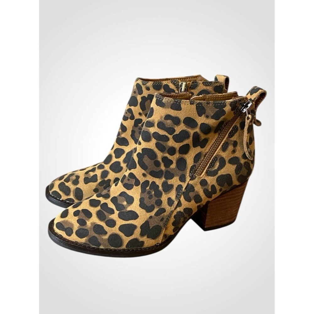 College Waterproof Suede Leopard Print Ankle Boots| Western Booties NWOB 6